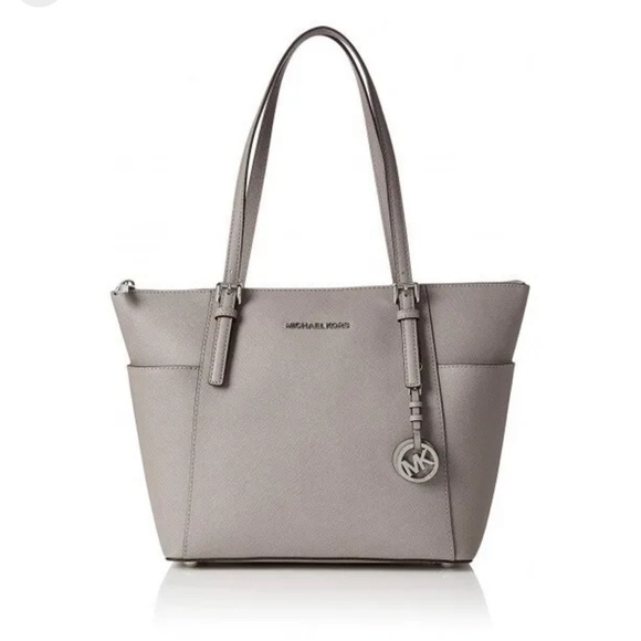 Michael Kors Grey Jet Set Top Zip Tote - Picture 2 of 4